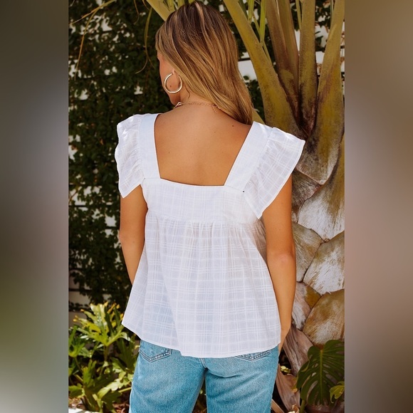 Chasing Clouds Babydoll Style White Blouses - Picture 4 of 4